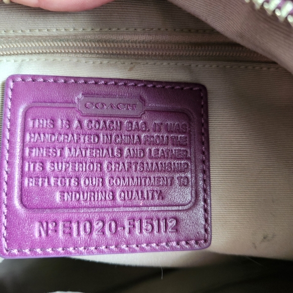Authentic Coach Signature C Canvas with Purple Leather Trim - Picture 14 of 15